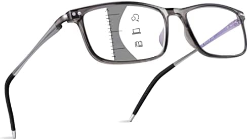 Супериорно екстремно светло прогресивно мултифокус очила за читање мажи, алуминиумска рака Skyoak TR90 Frame Blue Blocking Multifocal Computer