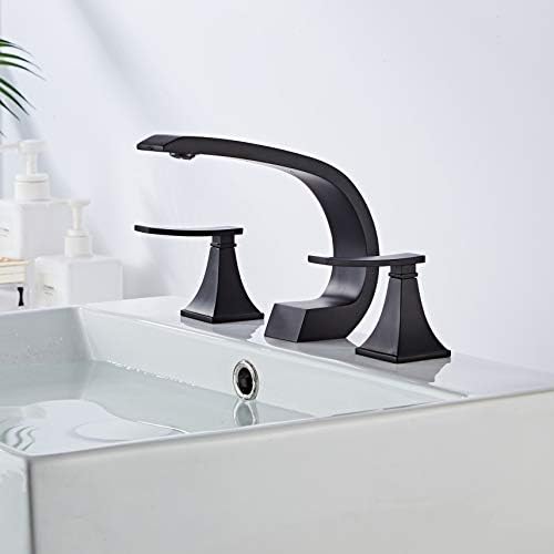 Јанлии мат црна широко распространета тапа за мијалник за бања, две рачки со три дупки за лавална тапа, миксер од 8-16 инчи миксер од миксер