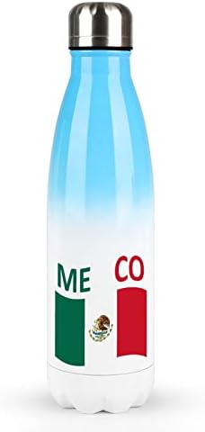 Знаме на Мексико смешно шише во вода со вода Тумблер Спортска кригла со капак за велосипедска салата домашна канцеларија сина/розова