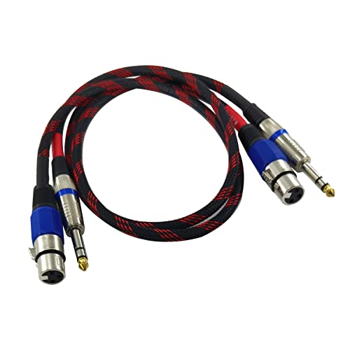 WJSTN 1/4 до XLR кабел TRS Стерео џек кабел, 3-пински XLR TOFEMALE 6,35 mm микрофон балансиран сигнал за интерконекција на кабел 2