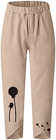 Ruziyoog цврста боја капри панталони за жени случајни памучни постелнина широка нога исечени панталони еластични половини харем панталони