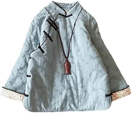 Есен и зимски литературен стил женски лабав памук топла јакна ретро копче quакард памук облека