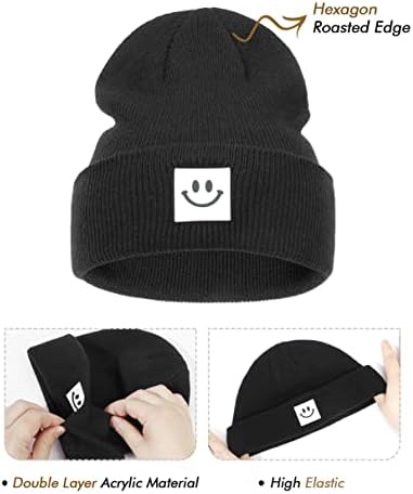 upeilxd бебе зимска капа мека топла плетена плетена капа со симпатична насмевка лице beanie капа за момчиња девојчиња