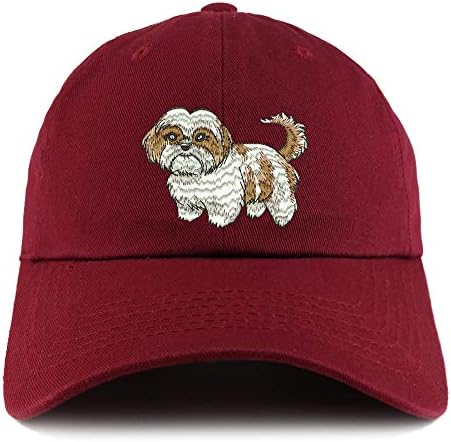 Трендовски продавница за облека Ших Цу Дог извезено со низок профил мека памучна тато капа капа