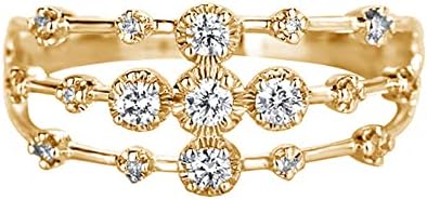 Моден женски дијамантски отворен прстен прстен циркон венчален прстен за венчавки за жени