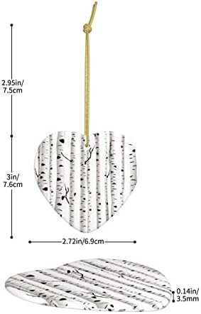 Бреза дрво Божиќна керамичка срцева приврзоци, 2022 популарен приврзок за семејни мантили