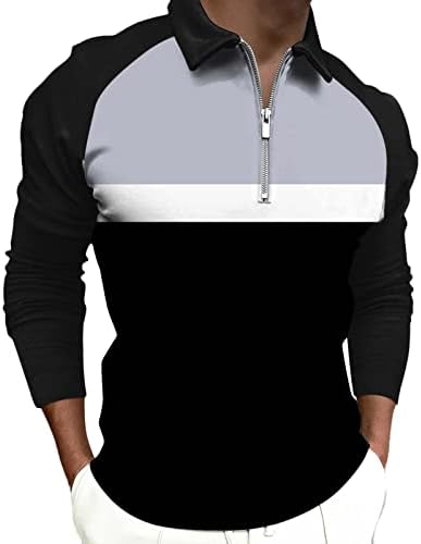 ZDDO 2022 Нови поло маици за мажи, поштенски врат со долг ракав блок во боја, крпеница за голф, голф -кошула за дизајнер на мускули