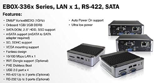 EB-3362-C2G2SIM Поддржува VGA Излез, 4G LTE, RS-232 Порта x 2, 8-битен GPIO x 2 и Автоматско Вклучување.