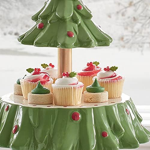 Божиќното Дрво Десерт Маса Овошје Плоча Двослоен Торта Стојат Мини Колачи Овошје Бонбони Дисплеј Кула Колачиња Решетката Решетката