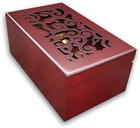 Играјте [Верувам] Браун Вуден Холоут кутија за накит Музичка кутија со музичко движење Санкио