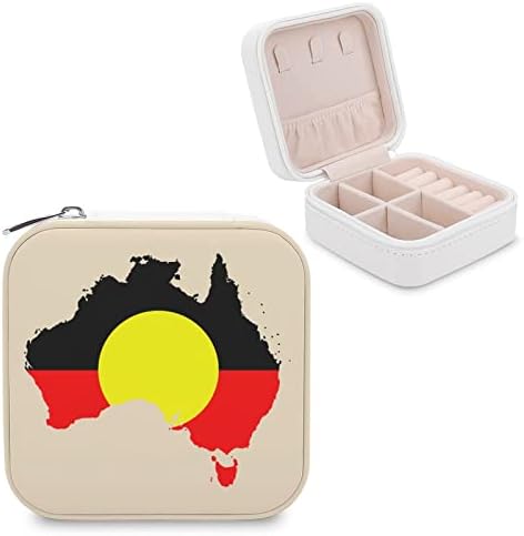 Австралиски Абориџини Знаме Мапа Накит Кутија СТП Кожа Патување Преносни Накит Случај Другар Организаторот Чување Кутии Држач