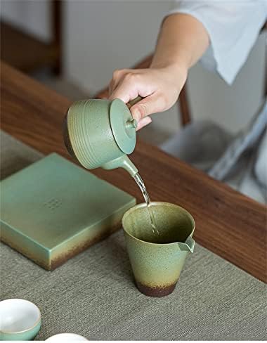 Дебела зелена керамичка чајничка гроздобер кинески кунг фу -чајник за пиење