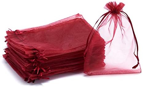 Волански 100 ПАРЧИЊА 4х6 Инчен Проегирна Врвка Органза Торбичка За Подароци Торбичка За Накит Забава За Свадба Чанти За Бонбони