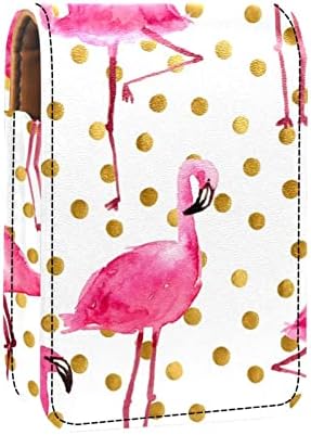 Случај За Кармин ГЕРОТКР, Организатор На Кармин За Сјај За Усни Од Кожа Со Огледало, Торба За Држач За Мини Кармин,розова шема на фламинго полка точка