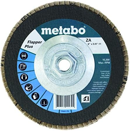 Метабо - Апликација: Челик/не'рѓосувачки челик - 6 флапер плус 80 5/8 -11 T29 фиберглас, дискови за размавта - флапер плус - цирконија алумина