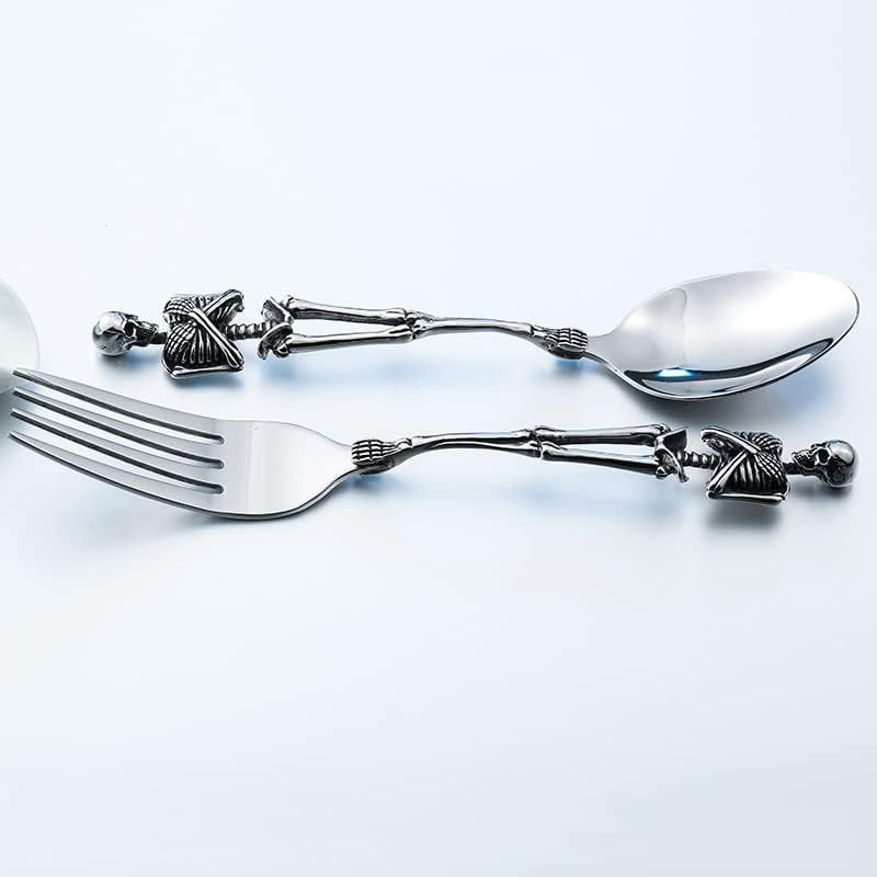 Креативно рачно изработено прибор за јадење череп сет од не'рѓосувачки челик Западен вечера вилушка и лажица вечера за вечера
