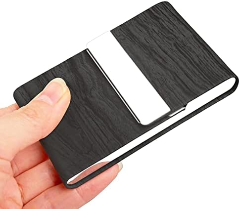 Случај за носител на визит -картички Junelsy - Професионална пумпа за кожни деловни картички, носелка за името на картичката за метални