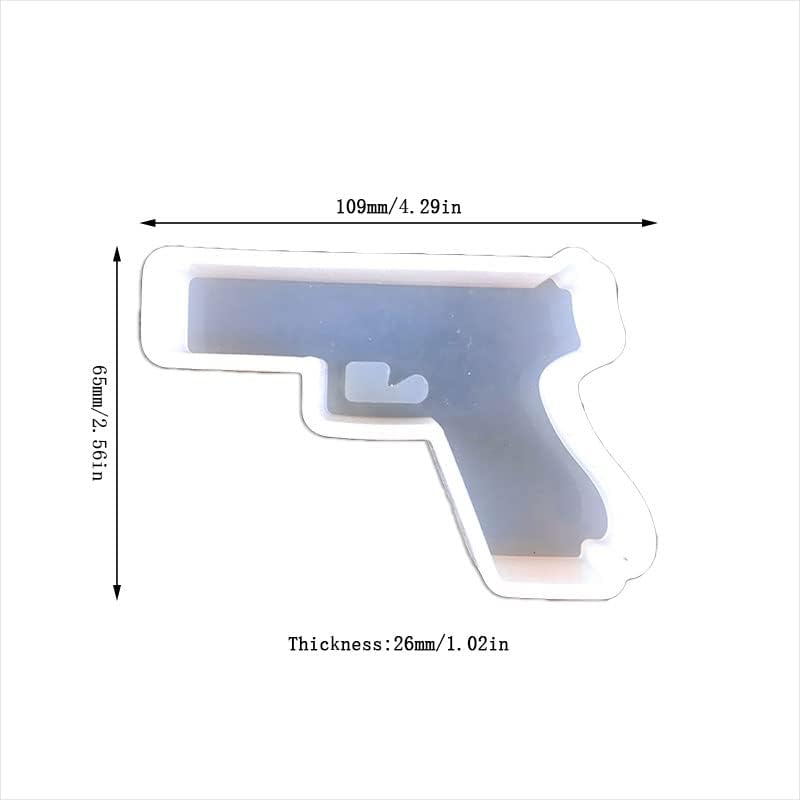 Duawenki Pistol Form Car Freshie Silicone Mold за правење сапун арома мониста, свежиот, приврзокот, свеќата, смола