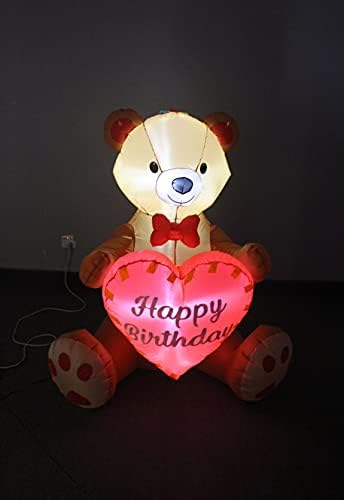 Пакет за украси на две роденден и Божиќни забави, вклучува 4 нозе високи надувување среќен роденден Теди мечка со loveубов срце, и 5 метри