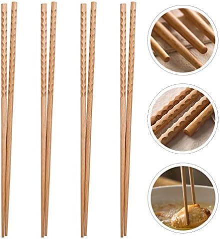 Прибор за јадење за прибор за јадење во UPKOCH 4 пара дрвени стапчиња за готвење Анти-тестенини пржени стапчиња за јадење дрвени дополнителни