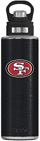 Tervis Triple Walled NFL San Francisco 49ers Изолирани чаши од Тумблер ги чува пијалоците ладни и топло, шише со ширина од 40oz, црна кожа