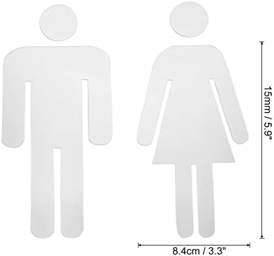 Знак за бања во Патикил, 2 сет акрилик само-лепете за тоалети за мажи и женски тоалет за пол за канцелариски ресторан, сребро