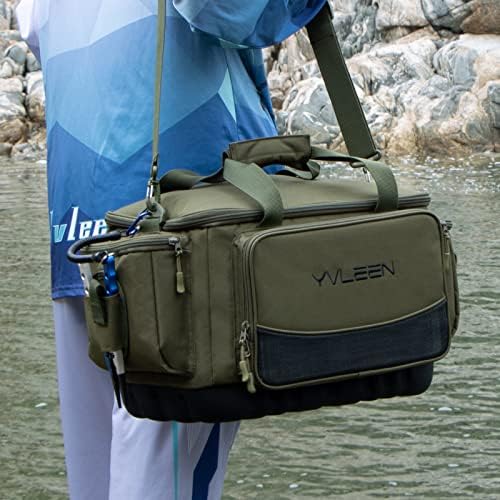 Торба за кутии за риболов на риболов yvelen - Голема торба за складирање на риболов - материјал од полиестер отпорен на вода - торби за