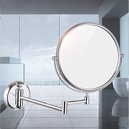 8-инчен wallиден монтиран шминка огледало, двострано зголемување на огледалото за шминка за бања, зголемување од 3x/5x/7x/10x, светлина