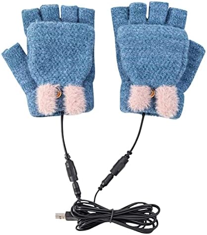QVKARW нараквици и топло зимско греење Половици на ракавици за возрасни за полнење на прсти USB плетени нараквици за мажи спортови