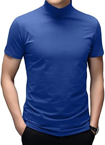 Hrbtens mens краток ракав Основни врвови удобни обични цврсти тенок фит маички кошули со маичка за пулвер маица под подмачкување