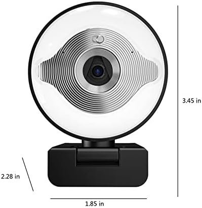 1080p веб-камера со микрофон со осветленост на 3 нивоа прилагодување на прстенеста светлина Брз автоматски фокус USB приклучок и репродукција