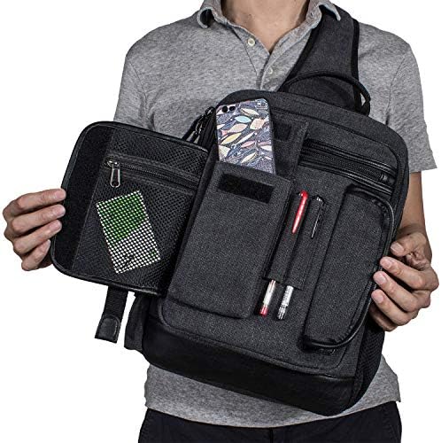 Торба за гласник за мажи платно, прашка торба со ранец лаптоп лаптоп торба за пешачење дневни пакувања, случајно тактичко училиште за патувања