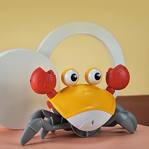 Azjake Kids Sensor Cran Crab Автоматско избегнување на пречки за полнење на сјај, електрична играчка ќе работи со рак зелена
