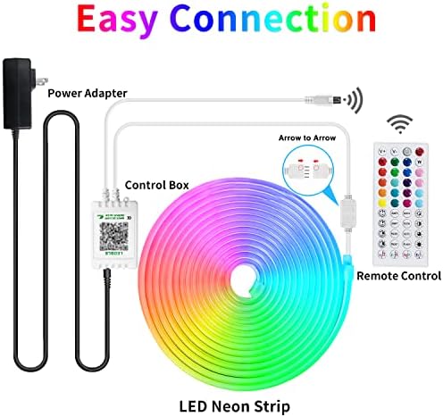 Segrass 32,8ft LED неонски светла 24V RGB LED неонски јаже светла со далечински управувач Контрола на апликација IP65 Водоотпорни флексибилни