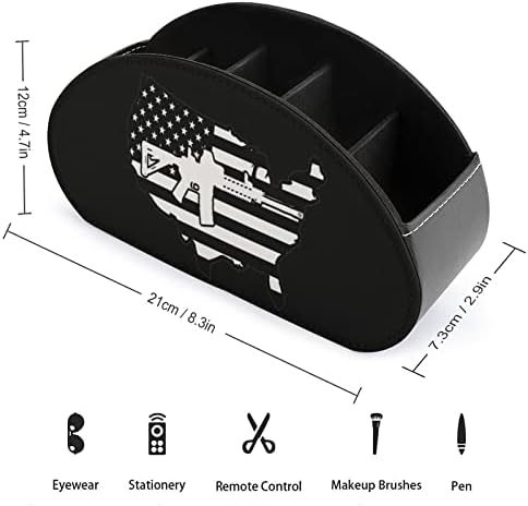 Црно-американско знаме со пиштол модерно држач за далечински управувач со 5 оддели PU кожа мути-функционална канцеларија организација на табела