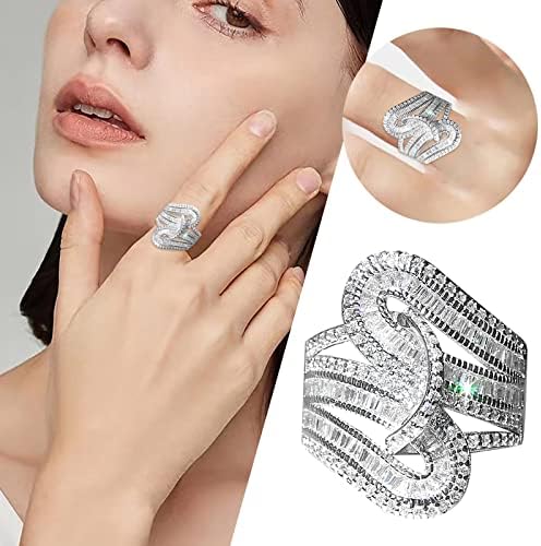 Wybaxz прстен за loveубовна двојка принцеза исечете дијамантски сет прстен моден луксуз жени ангажман свадбен накит ќерка горе -долу прстен