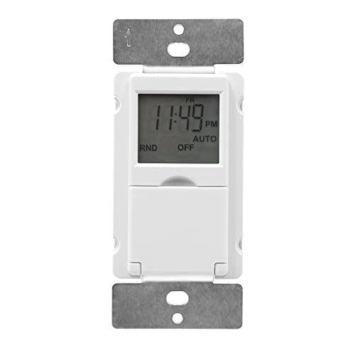Maxxima Digital Timer Switch, 18 вклучени/исклучени поставки, 3-насочен компатибилен, 7-дневен програмибилен во прекинувачот за светло на