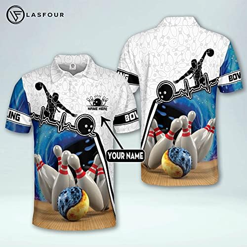 Персонализирани 3Д кошули со куглање со куглани, обични кошула кошули со име, смешни подароци за боречки кошули во САД за мажи жени