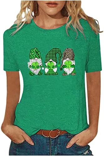 Денот на Свети Патрик зелени кошули женски кратки ракави маица симпатична y2k кошула врвови тинејџерски девојки о-вратот маички од