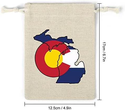 Мичиген Колорадо Смешни Врвки На Знамето На Гордоста Торби За Складирање Торбички За Подароци За Бонбони За Повеќекратна Употреба Преклоплив И