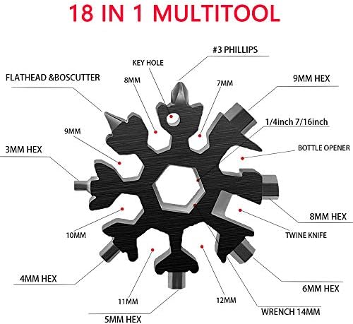 Снегулка мултитули 18 во 1, не'рѓосувачки повеќе алатки за не'рѓосувачки комплет за шрафцигер со клучен прстен преносен мултифункционален