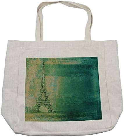 Амбесон Ајфел кула торба за купување, Ајфелова кула Шарена градиентска скица во омбре стил црташе француски принт, еколошки торба за еднократно
