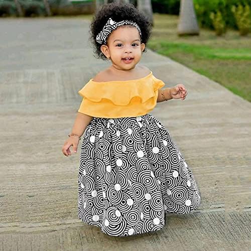 Девојки големина 7 облека здолниште африкански детски фустани рамо принцеза сет дете за глава за бебиња за бебиња ќебе сет
