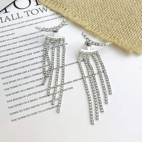 обетки со реси од кристал за жени свадбен накит за невеста сребрени долги обетки со реси свадбени матурски обетки