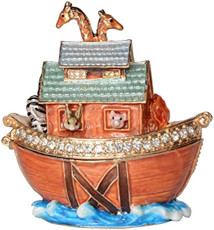 Mixdom Noah's Ark Trinket Box Jewelry Box Rand Decorative Decorative Box со шарки за капакот на капакот на капакот, фигурата Колекционерска