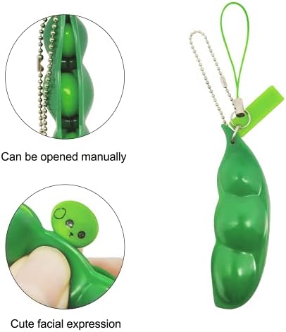Tibdala Pea and Ceaing Popper Fidget играчки, 6 пакувања смешни изрази на лицето стискаат грашок грашок во подот за клуч на зелена