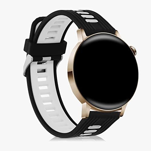KWMobile Watch Bands компатибилни со Huawei Watch GT 3 Pro/Watch GT 3 - ленти сет од 2 замена на силиконски опсег - црна/црвена/црна/бела боја