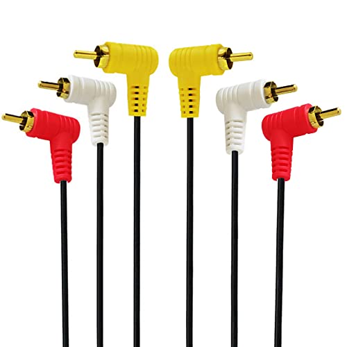 Аудио видео кабел Traovien RCA, кабел 3RCA - злато позлатен 90 степени десен агол 3 RCA машки до машки аудио видео сплитер кабел 1,5м/5ft