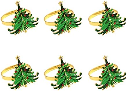 Се прашувам ме 6/12/24 парчиња Божиќна салфетка прстени за новогодишни салфетки прстени за држачи за венчавки за венчавки