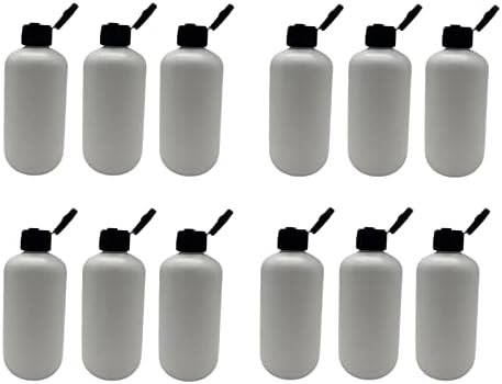 Природни фарми 8 мл Бели Бостон Пластични шишиња -12 Пакувајте празно шише за полнење - БПА бесплатно - есенцијални масла - Ароматерапија | Црн